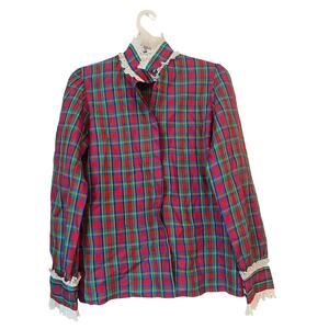 sakowitz plaid lace vintage top 6 holiday party top